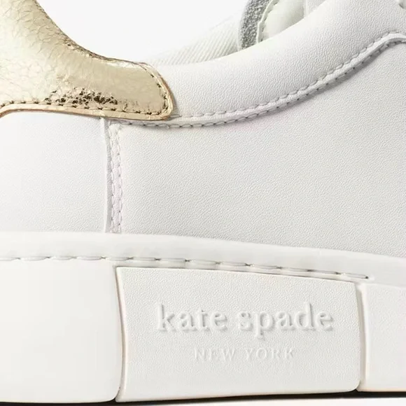 NWT KATE SPADE LIFT OPTIC WHITE WITH GOLD SNEAKER SIZE 7.5 - Picture 3 of 12